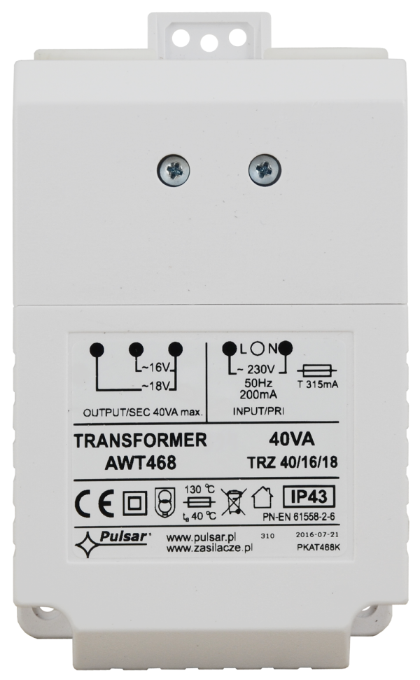 AWT468 Transformator TRZ 40VA/16V/18V