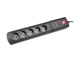 C5/50/CZ Listwa zasilająca, czarna, kabel 5m, 5 gniazd
