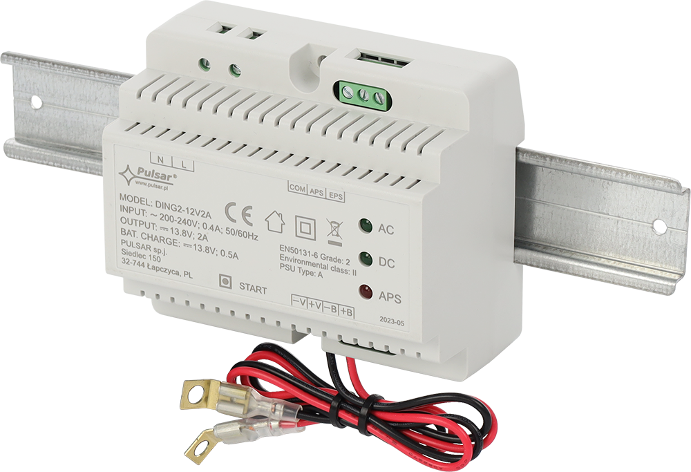 DING2-12V2A Zasilacz buforowy impulsowy na szynę DIN, Grade 2