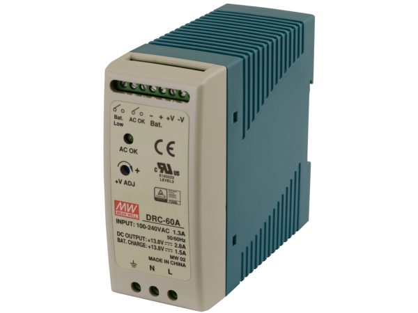 DRC-60A Zasilacz na szynę DIN, DRC 13.8V/60W/2.8A/1.5A, MEAN WELL
