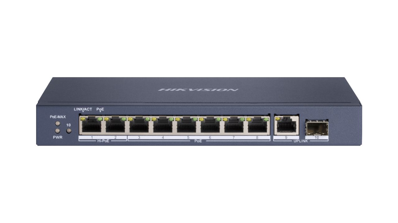 DS-3E0510HP-E Switch Hikvision 8 x PoE (2x HiPoE 90W), 1x Uplink, 1 x SFP