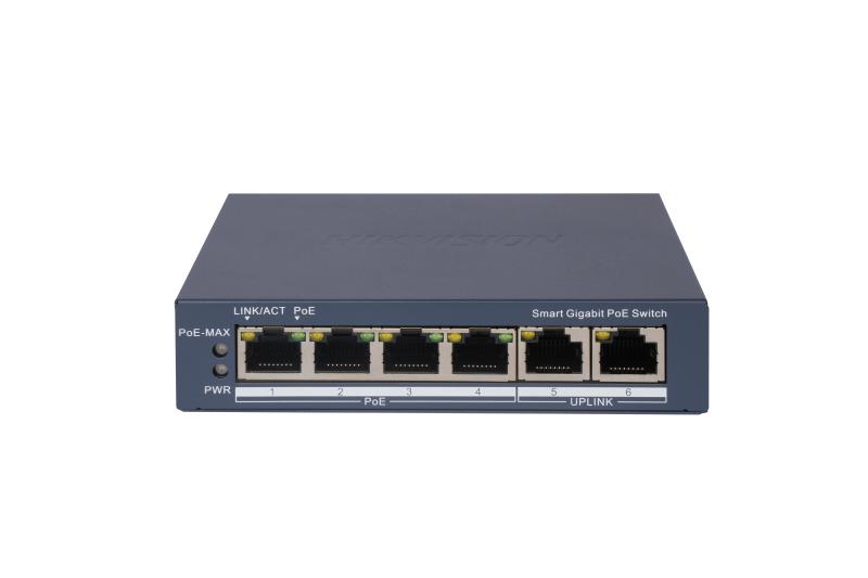 DS-3E1506P-EI Switch PoE Hikvision, 4-porty PoE, smart