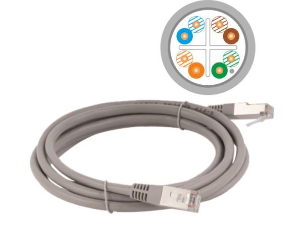 KKS6SZA1.0 Patch-cord F/UTP kat.6 PVC 1.0m szary