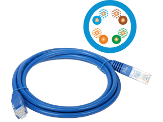 KKU5NIE0.5 Patch-cord U/UTP kat.5e PVC 0.5m niebieski