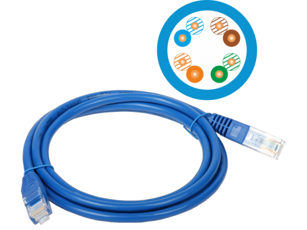 KKU5NIE0.5 Patch-cord U/UTP kat.5e PVC 0.5m niebieski