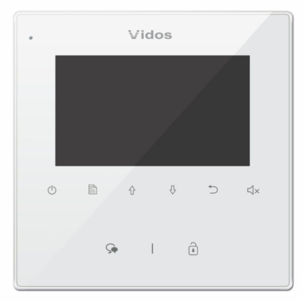 M1022W Monitor wideodomofonowy, bezsłuchawkowy, 4'', obsługa 2 wejść, interkom, VIDOS