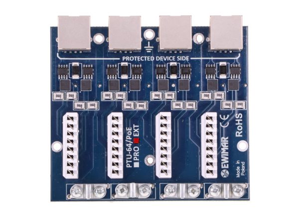 PTU-64-EXT/PoE Moduł 4kanałowego zabezpieczenia przeciwprzepięciowego serii EXT z ochroną PoE do instalacji Gigabit