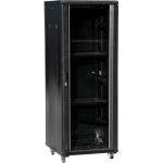 SS-32U-600-600-01-C Szafa 32U 600x600, drzwi przednie szklane, czarna