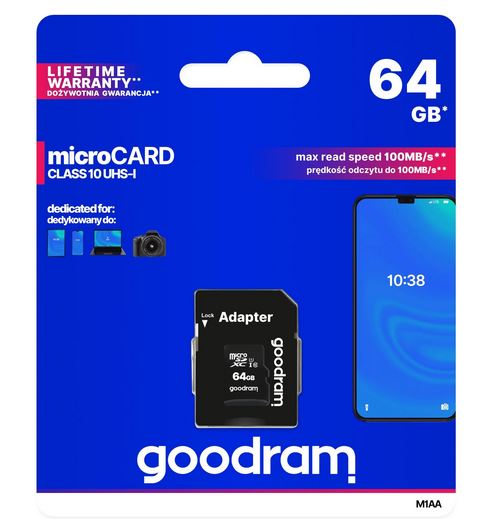 M1AA-0640R12 Karta pamięci 64GB Class 10 +adapter