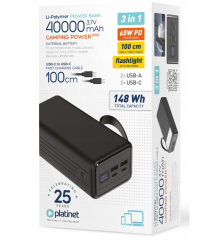 POWER BANK SZYBKI MOCNY AKUMULATOR 2x USB 2x USB-C 40000mAh QC 3.0 moc 65W