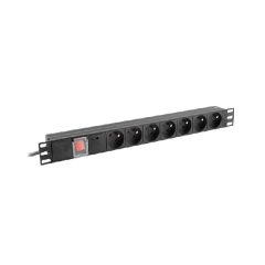 PDU-07E-0200-BK LISTWA ZASILAJĄCA RACK PDU 19" LANBERG 1U 16A 7X 230V PL 2M CZARNA