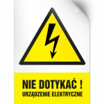 HA001 Naklejka ostrzegawcza "Nie dotykać urządzenia elektryczne" 74x105 mm (zestaw 25 szt)