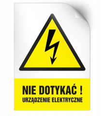 HA001 Naklejka ostrzegawcza "Nie dotykać urządzenia elektryczne" 74x105 mm (zestaw 25 szt)